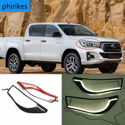 LED DRL Daytime Running Light Headlight Lamp Trim Cover Fit For Toyota Hilux Revo 2015 2016 2017 2018