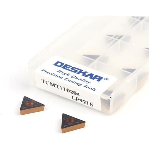 10Pcs TCMT110204 LF9218 TCMT110208 CNC Lathe Turning Tools Carbide Insert Two-color Machining Cut Steel Blade Single Side Sharp
