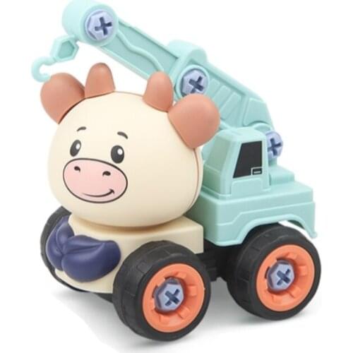 Screwing Blocks Animal Cattle Disassemble Crane Truck Toys Kids Gift