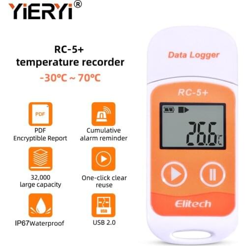 Yieryi High-precision RC-5+ Digital USB Temperature Data Logger with NTC Sensor for Warehouse,Refigerated and Laboratory