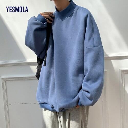 YESMOLA Plus Size Mens Korean Harajuku Sweatshirts Mens Hoodie Casual Streetwear Loose Hip-hop Pullover Hoodies Mens Hoody