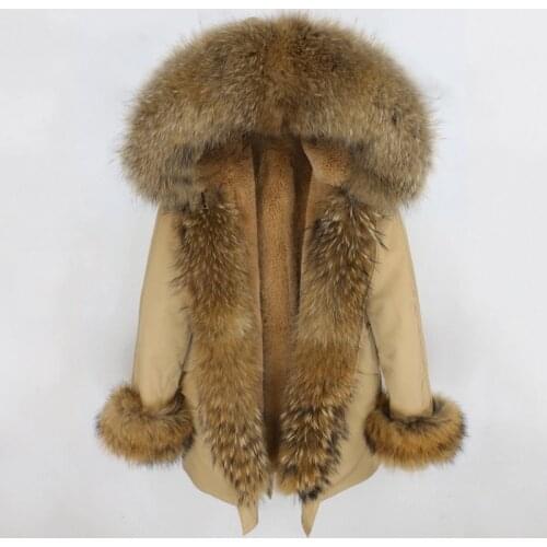 Real Fur Coat Waterproof Long Parka 2020 New Winter Jacket Women Natural Raccoon Fur Collar Hood Cuffs Warm Outerwear Streetwear