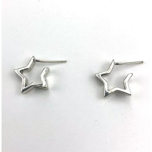Simple Temperament Star-Shaped Female Earrings Fashion Sweet Girl Silver Color Stud Earring Creative Womens Jewelry Gift