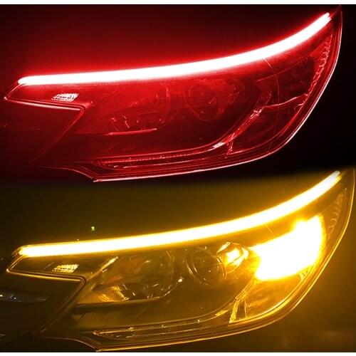 ASLENT 2X Waterproof Flexible Universal Car LED DRL Daytime Running Light Flow Runs Headlight LED Strip Brake Turn Signal Light