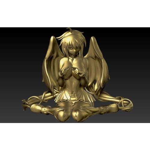 3D carved figure sculpture cartoon girl 3d model for cnc machine in STL file format -Duck sitting posture Anime Little sister