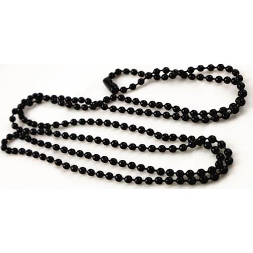 5pcs 2.4mm Black Plated Ball Beads Chain Necklace Bead Connector 65cm(25.5 inch) (Z1-03)