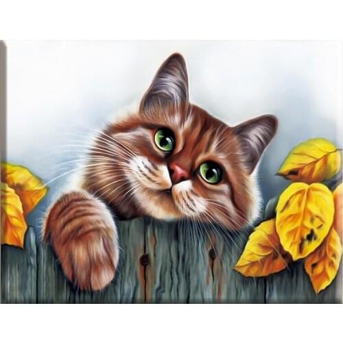 5D DIY Diamond Painting "Cartoon Cute Cat" Embroidery Full Round Diamond Cross Stitch Rhinestone Mosaic Painting Decor