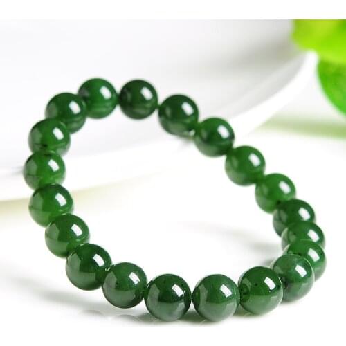 9mm Nature Green Jade jadite gemstone jasper Bracelet Mala bead Bangle Real Jade