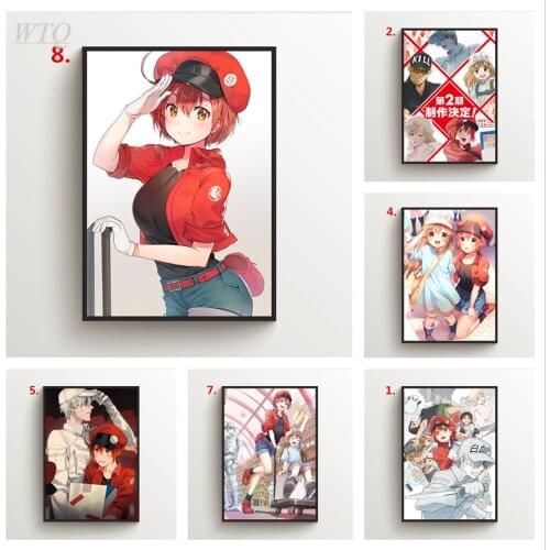 Anime Posters Cells At Work! Erythrocite Neutrophil Platelet Canvas Painting Photos for Childrens Room Wall Art Home Decor