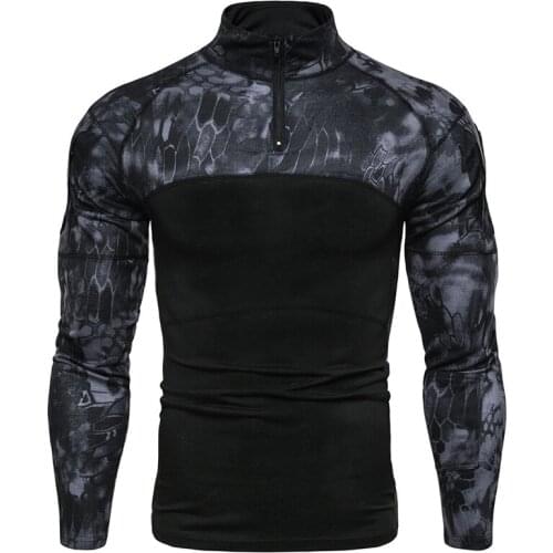 Black long sleeve men T shirt Men Camouflage Military Long Sleeve Tee Assault Long Sleeve Tight T Shirt Tops