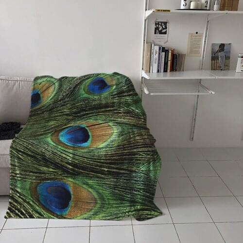 Home Soft Blankets Peacock Feather Green Adult Children Bedroom Bed Sofa Throw Blankets Office Warm Air Conditioning Quilt