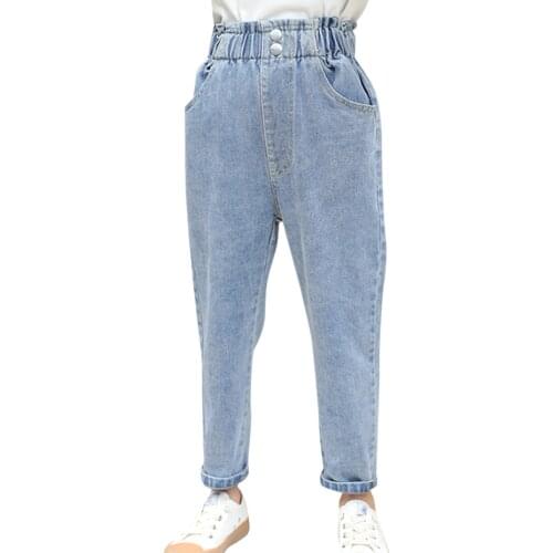 Girls Jeans High Quality Girls Jeans Pants Solid Denim Trousers For Children Spring Autumn Childrens Jeans Clothes 6 8 10 12 14