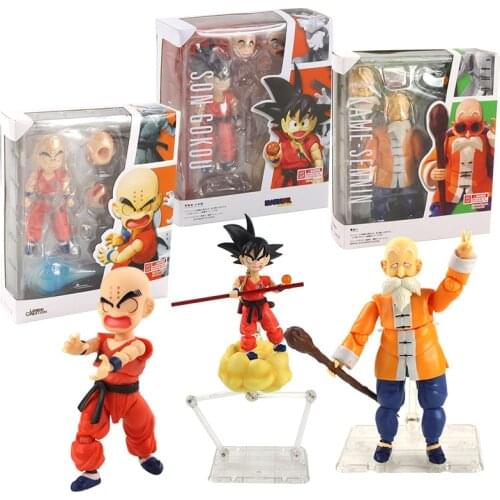 10-16cm Dragon Ball Z SHF Krillin Master Roshi Kame Sennin Son Goku PVC Action Figure Toys Collection Model Doll