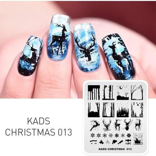 KADS Christmas 013 elk design nail stamp templates nail art stamping Plate Image Template Tools For printing Manicure Stencils