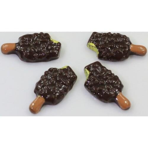 Kawaii Chocolate Ice Cream Stick Resin Flatback Cabochon Miniature Food Art Supply Decoration Charm