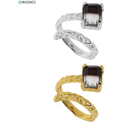 KIKICHICC 100% 925 Sterling Silver Gold Square Zircon CZ Open Resizable Ring Geometric Women Wedding Jewelry Clip Fine Jewels