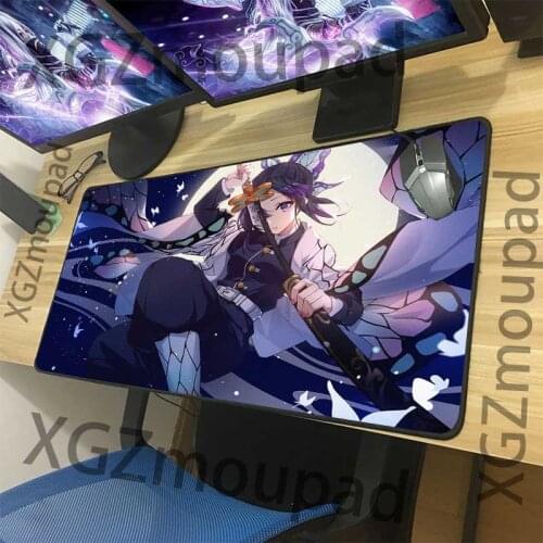 XGZ Popular Anime Demon Slayer Kimetsu No Yaiba Large Mouse Pad Black Lock Edge Computer Table Mat Speed Rubber Non-slip Carpet
