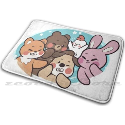 Mat Rug Non-Slip Water Absorb Door Carpet Day6 What Pil Don Bang Heh Cute Animals Bunny Dog Puppy Fox Bear Chicken Day6 Fanart