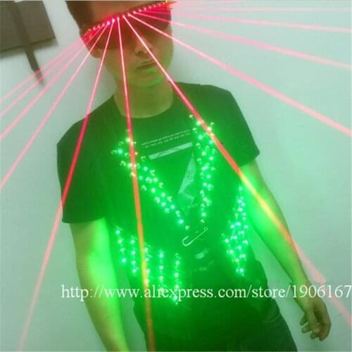 Colorful Led Luminous Vest Ballroom Costume Red Laserman Show Glasses DJ Singer Dancer Performer Stage Wear Waiter Clothes