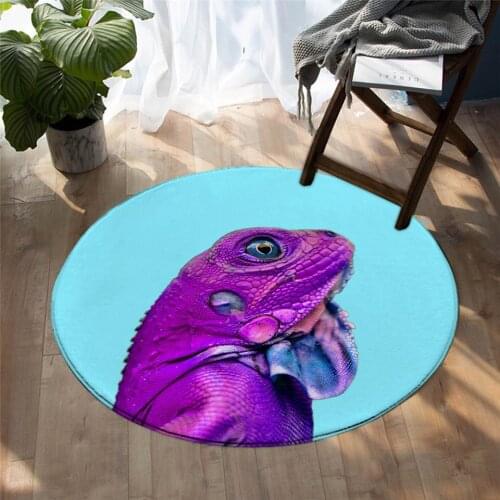 Creative Cartoon Animals Cute Chameleon Personality Art Round Small Floor Mat Carpet Bedroom Living Room Home Decoration