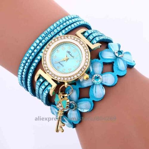 Cool hot national style leather watch wrap around elegance wristwatch for women wholesale clock long strap watches