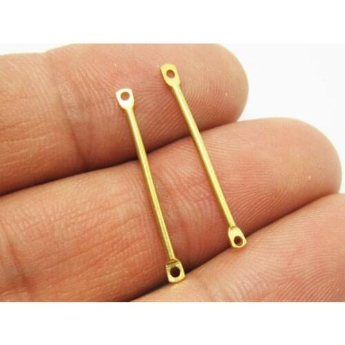 Brass charms 25x1.2mm Raw brass stick connector Necklace Bar findings 100pcs R752