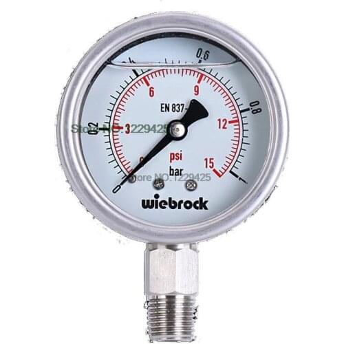 All Stainless Steel EN-837 Pressure Gauge YN60BF Corrosion High Temperature Resistant