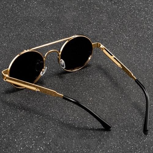 Fashion Men Womens Round Steampunk Sunglasses Brand Design Metal Punk Sun Glasses Vintage Sunglass UV400 Sunglasses Women