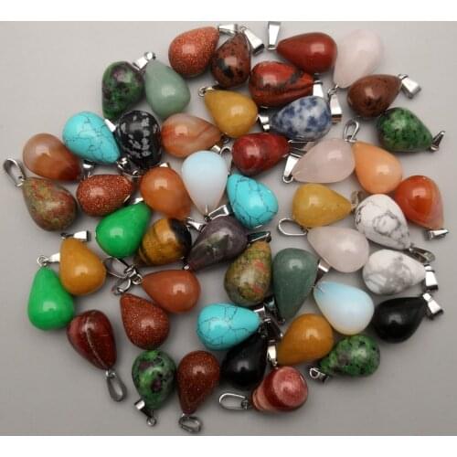 Fashion water drop Natural stone pendants Necklaces for Jewelry making mixed Point Pendants 50pcs/lot free shipping Wholesale