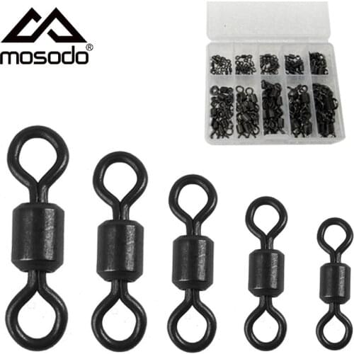 Mosodo 100pcs Fishing Rolling Swivels Rig Connector Barrel Bearing Swivel Ring Carp Fishing Accessories Kit Tools Tackle