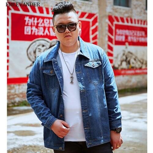 New Trend In 2019 Fashion Men Denim Jackets Blue Color Plus Size 8XL Fashionable Jean Jackets Men