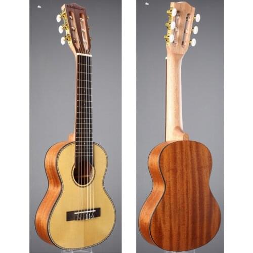 28 inch Guitar Guitalele Guitarlele ukulele solid spruce top Mahogany side and back body 6 Strings 18 Frets Classical Knob