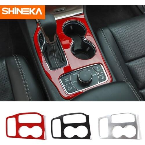 Automotive Interior Stickers For Jeep Grand Cherokee 2016+ ABS Car Gearshift Water Cup Frame Panel Cover For Jeep Grand Cherokee