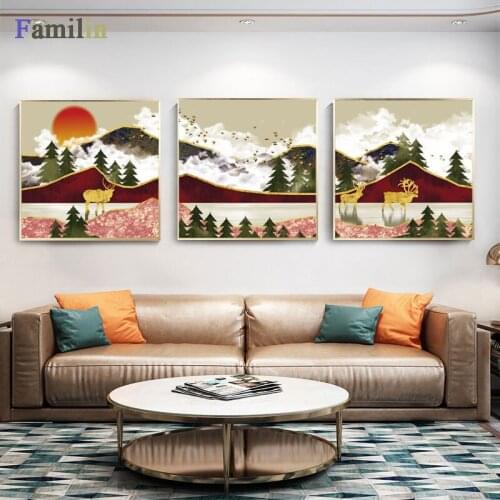 Nordic Sunrise Sunset canvas painting landscape posters and print unique decor wall art pictures for living room bedroom aisle2