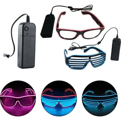 Neon LED Glasses EL Wire Light Up Shutter Glasses Fashionable W/Driver Decoration for Costume Party Halloween Christmas Gifts