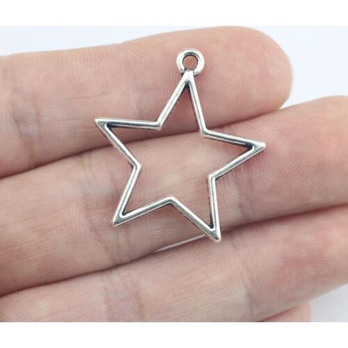 Newest 10Pieces 33*36mm Mixed Alloy Antique Silver Color Star Charms Earring Necklace Pendant Accessory For DIY Jewelry Making