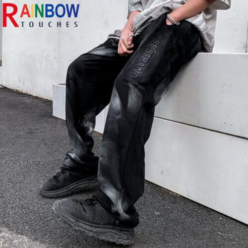 Rainbowtouches 2021 New Trousers Mens Tidal Current Hip Hop Tie-Dye Gradient Loose Straight Leg Fashionable Joker Casual Pants