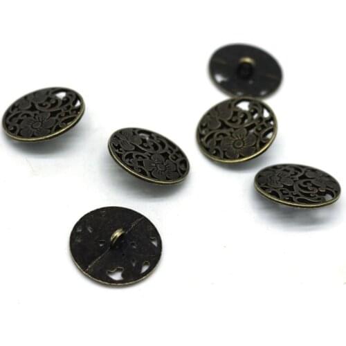 25mm bronze Shank Button Metal Buttons Hollow Carved Flower Sewing Metal Buttons 10pcs