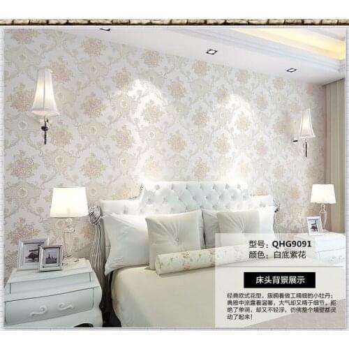 Q QIHANG Pastoral 3D Non-woven Bedroom Living Room TV Background Wallpaper 0.53m*10m=5.3m2