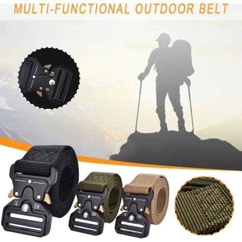 Men Military Belts Metal Buckle Adjustable Outdoor Waist Sports Survival Training Hunting Combat Belt Waist Support Accessories