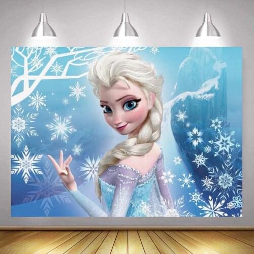 Snowflake Cartoon Beauty Studio Photography Background Cloth Girl Birthday Party Decoration 3D Children Photo Digital Backdrop