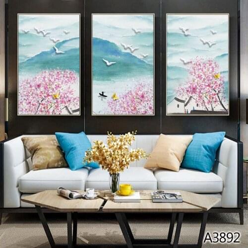 Modern Oil Painting Print on Canvas 3pcs Color Landscape Modular Canvas Printing Wall Art Picture Canvas Painting for Home Decor