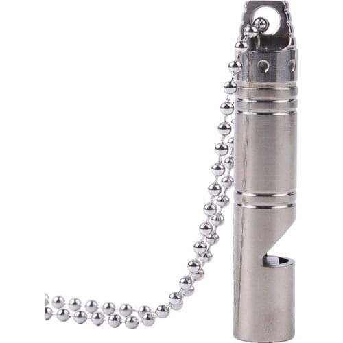 Outdoor Whistle Camping Lightweight High Decible Titanium Alloy Whistle With Chain Survival Emergency Cheerleading Whistle