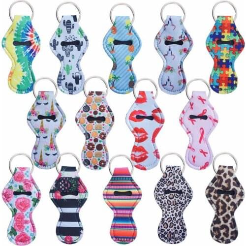 10pcs Fashion Accessorie Chapstick Holder Keychain Neoprene Lip Balm Keychain Holder Lightweight Portable Pouch Christmas Gift