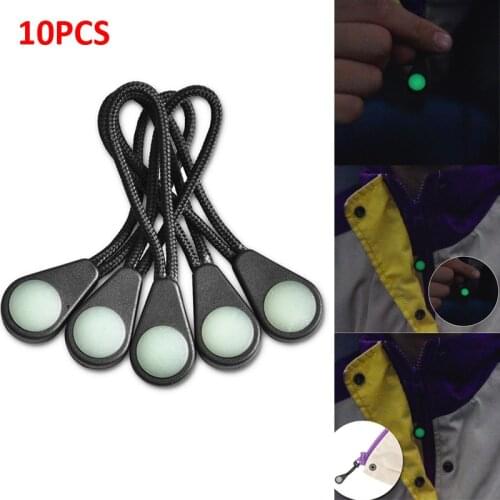 10Pcs Night Reflection Fluorescence Draw Cord 60mm Glow In The Dark Zipper Pulls Replacement Cord Jacket Coat Backpack Tent