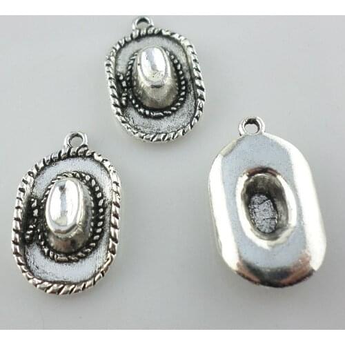 10pcs Tibetan Silver Retro Cowboy Hat Charms Pendants Beads 14x22mm Jewelry Findings