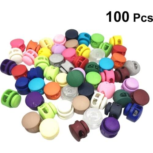 100PCS Double Hole DIY Spring Button Toggle Stoppers Stop Sliding Cord Fasteners Locks Buttons Ends Replacement Sports Backpacks