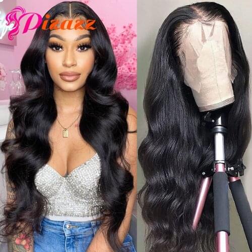 Pizazz HD Transparent Lace Front Human Hair Wigs Pre Plucked with Baby Hair 150% Density Brazilian Body Wave Lace Frontal Wigs