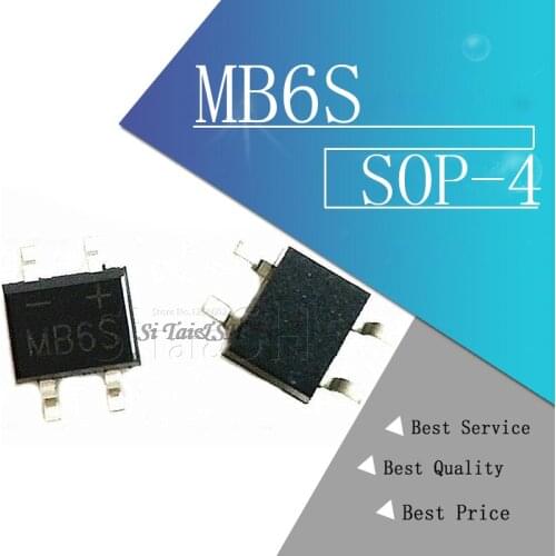 20PCS MB6S SMD 0.5A 600V Single Phases Diode Rectifier Bridge SOP-4