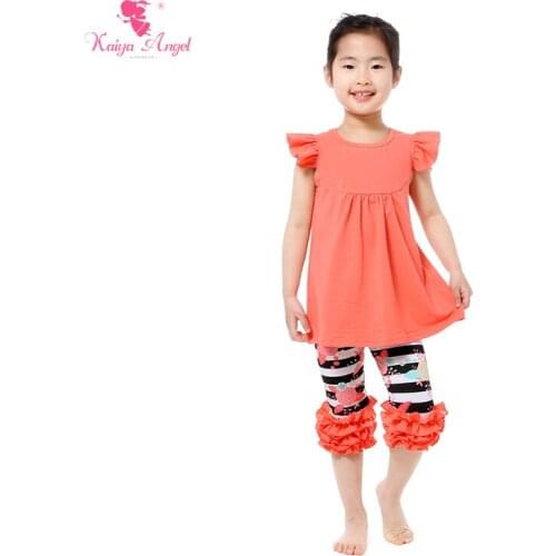 2018 Girls Clothes Summer Floral Toddler Girls Clothing Set Top and Ruffle Capri pants Boutique Kids Outfits Suit